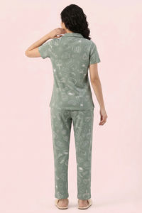 Zivame Knit Cotton Pyjama Set - Iceberg Green — thumbnail 3